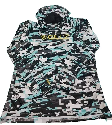 Gillz Pro Series UV Pullover Hoodie Aruba Blue Camo Mens XL W/Mask UPF 50+ Poly • $22.98