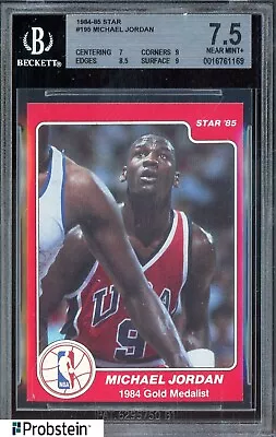 1984-85 Star Basketball #195 Michael Jordan Bulls RC Rookie HOF BGS 7.5 W/ (2) 9 • $203.50