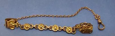 Vintage AAG CO Victorian Gold Tone Watch Chain & Fob • $39.99