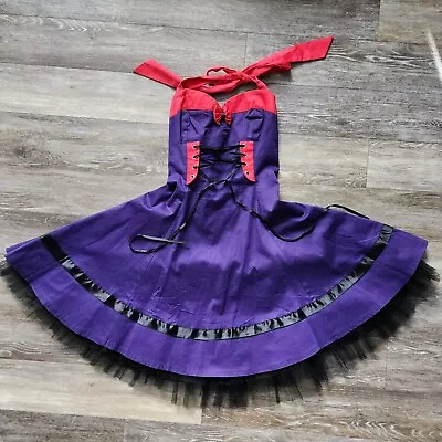 HEARTS & ROSES Swing Dress Women Small* London H&R Corset Halterneck Gothic Rock • $22.07