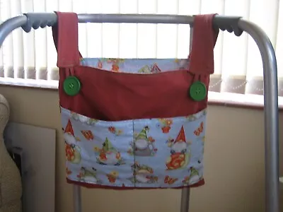 Walking/zimmer Frame Bag With 4 Pockets - Gnomes/rust • £11.50