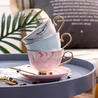Set Of Porcelain Cappuccino Cups   Coffee Cup And Saucer Set With • £11.51