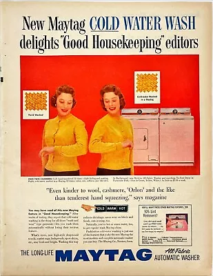 Vtg Pink Maytag Dryer Washing Machine Washer Twins Retro Print Ad Magazine 1957 • $18.30