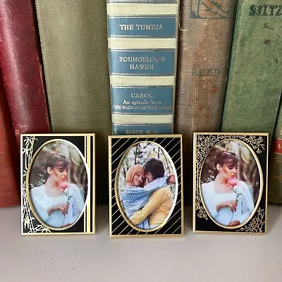 Vintage Mini Photo Frame 70s 80s Art Deco Black Gold Set Of 3 Retro Table Decor • $15.43