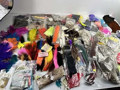 Lot Hundreds Fly Fish Tying Material Supplies Feathers Furs Hackles Marabou Hook • $200