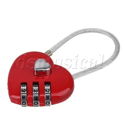 Red Mini Heart Shaped 3 Dial Travel Luggage Resettable Combination Padlock • $7.97