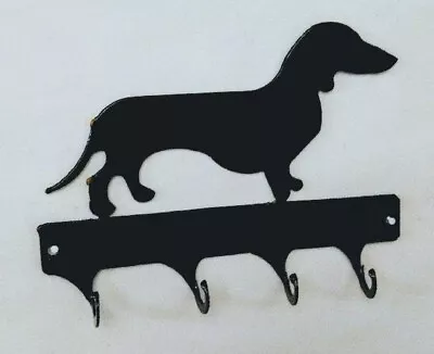 Dachshund 4 Hook Leash Or Key Holder Black Wrought Iron Look Made In USA • $19.95