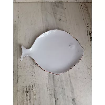 Italy Vietri White Fish Plate Home Decor • $26.77