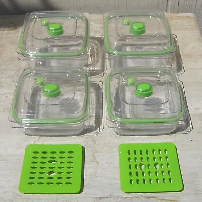 $49.95 • Buy Set Of 4 FOODSAVER Vacuum Seal CONTAINERS ~ 3 Cup X 2, 5 Cup X 2, Trays X 2