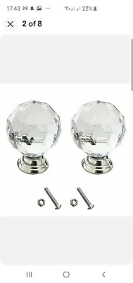 2pc Large Door Knobs  Clear Acrylic Crystal Diamond Pulls Handle & Screws !!!! • £10