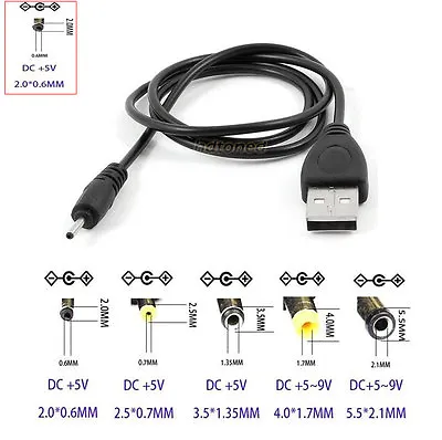 £2.99 • Buy USB-A To 2.0-5.5mm Barrel Jack Male DC 5V Power Charger Plug Adapter Cable Lead