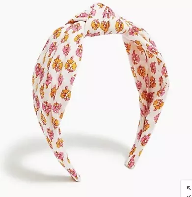 J Crew Printed Knot Headband Item AG861 Color:White Sweet Marigold NWT Cotton • $14.99