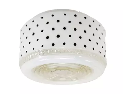 VTG White Black Polka Dot Glass Ceiling Light Globe Shade 5 1/2  Fitter • $19