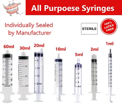 1ml / 1cc Syringe (No Needle) 3cc 5cc 10cc 20 Cc 60cc Choose Size & Pack • $13.95