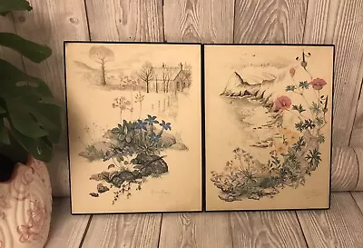 Marjorie Blamey MBE Pair Of Signed Prints On Board Teeside & Gower Wild Flowers • £40