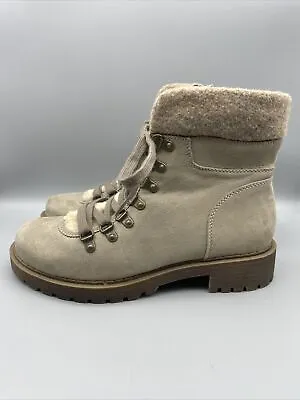 Crown Vintage Antigo Hiking Boots Women's Size 8 M Beige Lace Up & Zip • $29.95