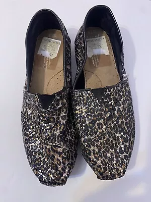 TOMS  Shoes Leopard Sequin  Shoes Slip On Women’s Size 7.5 B28 • $14.99