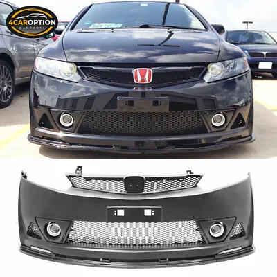 Fit 06-11 Civic 4DR Mugen RR Front Bumper Cover ABS + Front Bumper Lip + LED DRL • $741.99