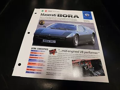 1971-1980 Maserati Bora Spec Sheet Brochure Photo Poster 79 78 77 • $5
