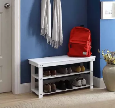 The Gray Barn Pitchfork MudRoom Entryway Foyer Shoe Storage Bench 2 Shelves NEW  • $111.97