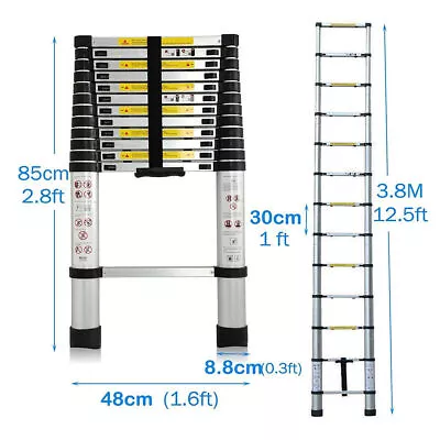 Portable Folding Multi Purpose Telescopic Extension Ladder Aluminum Heavy Duty • $85.83