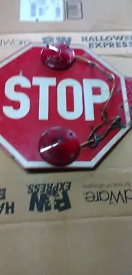 Vintage School Bus STOP Sign Double-Sided • $99.99