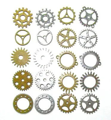 Gears Cogs 1 Inch Antiqued Brass Silver Steampunk Cosplay Altered Art Lot Of 20 • $19.95