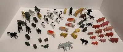 Vintage Plastic Miniature JUNGLE & FARM ANIMALS Toy Figures ~ Lot Of Over 50 Pcs • $15.95
