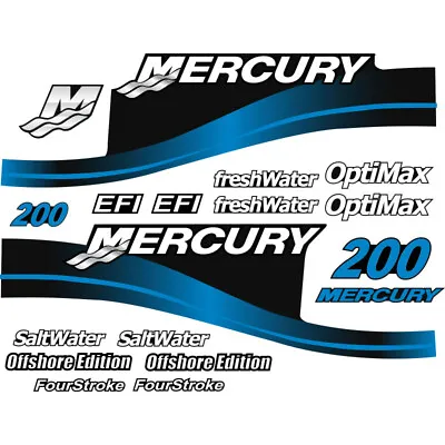 Mercury Outboard Decal Sticker Kit 200 HP Blue  • $59.99