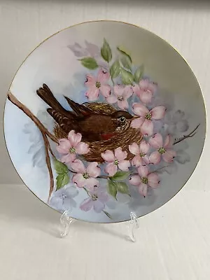 Vintage Germany Schonwald Blanche Porcelain Hand Painted Plate Birds Floral Nest • $39.99