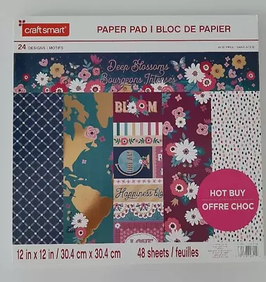 Scrapbook Craft Smart Deep Blossom 12x12  Paper Pad 48 Sheet  Floral Map Dots  • $19.99