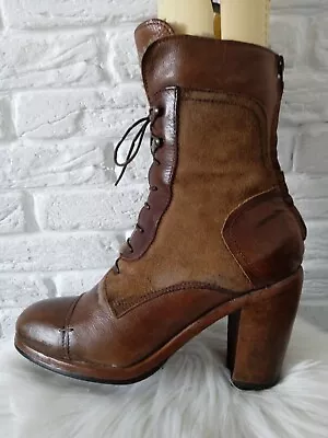 Moma Women's Brown Leather Suede Boots EU 38 12 US 7.5 • $75