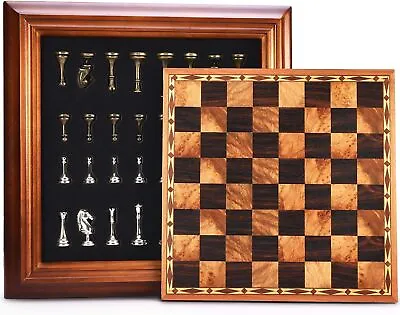 Vintage Chess SetWood Chess Board With StorageMetal Chess Pieces Classic Game • $70.82
