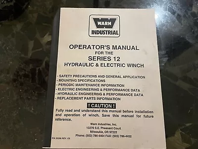 Warn 12 Winch Operators Manual...garage Find..vintage • £2.99