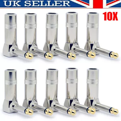 £8.59 • Buy 10Pcs 1/4 In Jack Plugs Guitar Cable End Connectors Right Angle Mono Plug UK