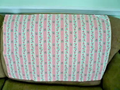 Vintage Cotton Pink Floral Striped Ticking Pillow Cover 19x28  W/Label • $24