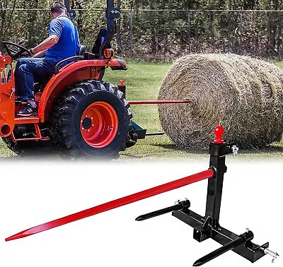 $286.99 • Buy Category 1 Tractor 3 Point 2'' Trailer Hitch 49'' Hay Bale Spear 17'' Stabilizer