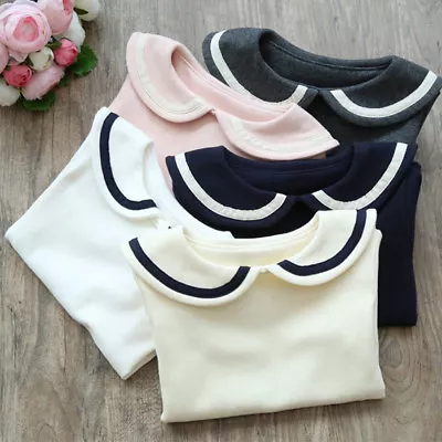 $12.99 • Buy Toddler Girls’ Peter Pan Collar Polo Shirt Blouse Long Sleeve T-shirts 2 To 7