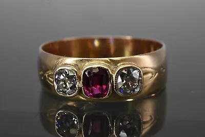 Vintage 2Ct Lab Created Ruby Men's Trilogy Engagement Ring 14K Rose Gold Plated • $102