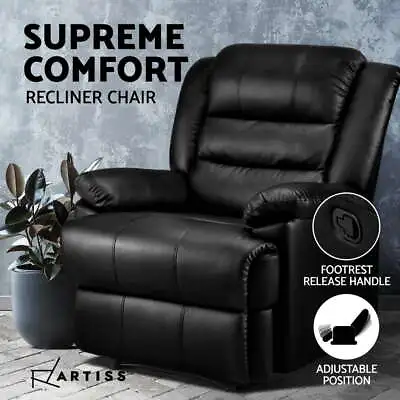 $414.95 • Buy Artiss Recliner Chair Armchair Luxury Single Lounge Sofa Couch Leather Black
