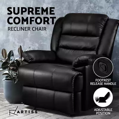 $399.95 • Buy Artiss Recliner Chair Armchair Luxury Single Lounge Sofa Couch Leather Black