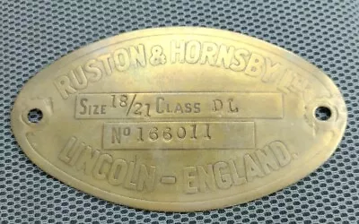 £26 • Buy RUSTON AND HORNSBY LTD ENGINE PLATE No. 166011 Lincoln Supplier Steam Engine