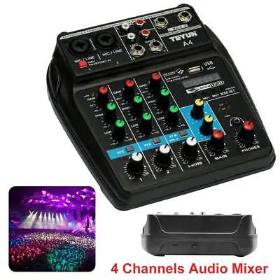 £27.05 • Buy Professional 4 Channels Line Live Mixer BT USB Studio Audio Sound Mixing Console