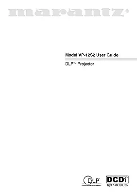 Marantz VP12S2 DLP Projector Owners Manual • $21.99