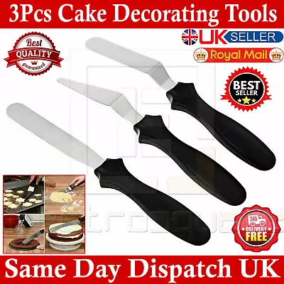 £3.89 • Buy 3 Pcs Stainless Steel Spatula Palette Knife Set Cake Decorating Smooth Tools Kit