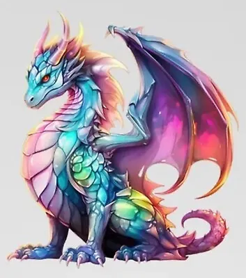 Colourful Dragon A4 Size Vinyl Decal Sticker - Dragon- Wall/Window/Door 00652 • £5.49