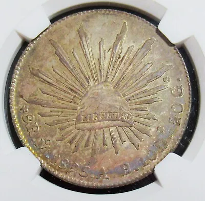 Mexico: 1896-Mo AB Silver 8 Reales. Beautiful Old Patina. NGC MS-63 • $681.37