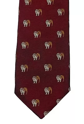 J. Press Maroon Silk Tie W Bulldogs Emblematic Ireland Made Georgia Football • $49