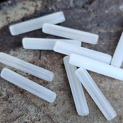 10 True Vintage Atlas Glass 14mm Bugle Tube White Glass Beads DIY Jewelry Making • $5