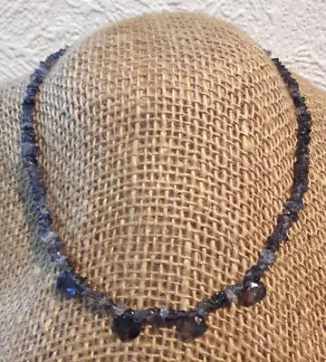 Gem Iolite Necklace 925 Silver Faceted Drops Rose Or Gold Ptd 16  -20  Chakra Un • £16